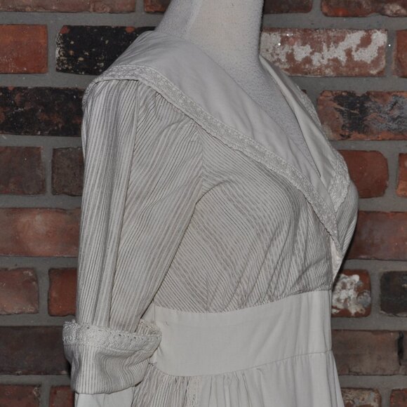 Vintage Striped Maxi Prairie Cottage Cottagecore Apron DRESS Handmade S-M - Picture 4 of 7